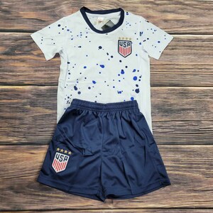 USA Kid's Uniform, Soccer Outfit, Jersey and Shorts, White Futbol Uniform, Unbranded image 1