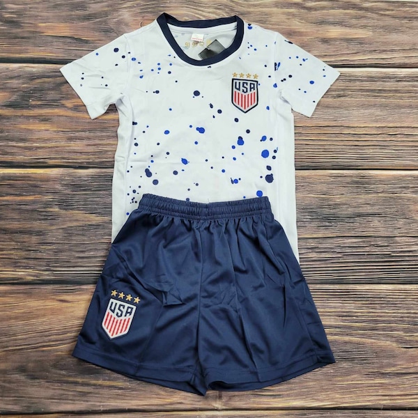 USA Kid's Uniform, Soccer Outfit, Jersey and Shorts, White Futbol Uniform, Unbranded