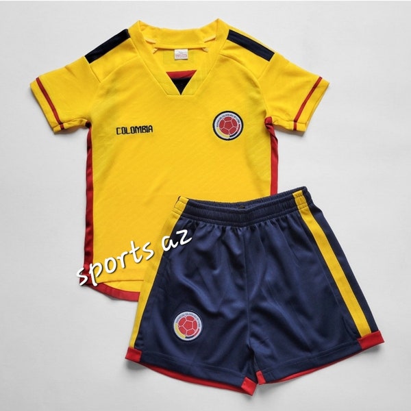 Colombia Kid's Soccer Uniform, Soccer Outfit, Jersey and Shorts, Futbol Uniform, Unbranded