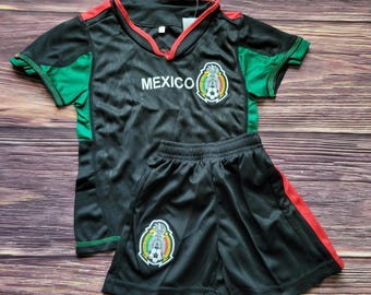 Retro Style Mexico kid's Uniform, Soccer Outfit, Jersey and Shorts, Futbol Uniform, Unbranded