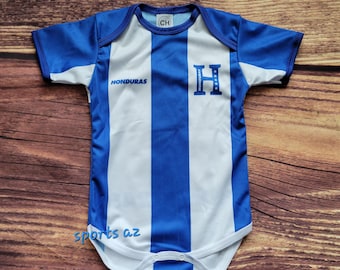 Honduras Baby Soccer Jersey, Home blue white pañalero, Bebe one piece, Seleccion honduras baby Bodysuit