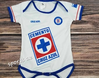 Cruz azul Retro, Baby Soccer Jersey, pañalero Bebe Jumpsuit, La Maquina Cementera, White baby Bodysuit