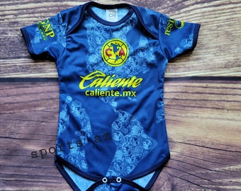Club america  Blue Baby Soccer Jersey, pañalero, bebe Jumpsuit aguilas del america baby Bodysuit