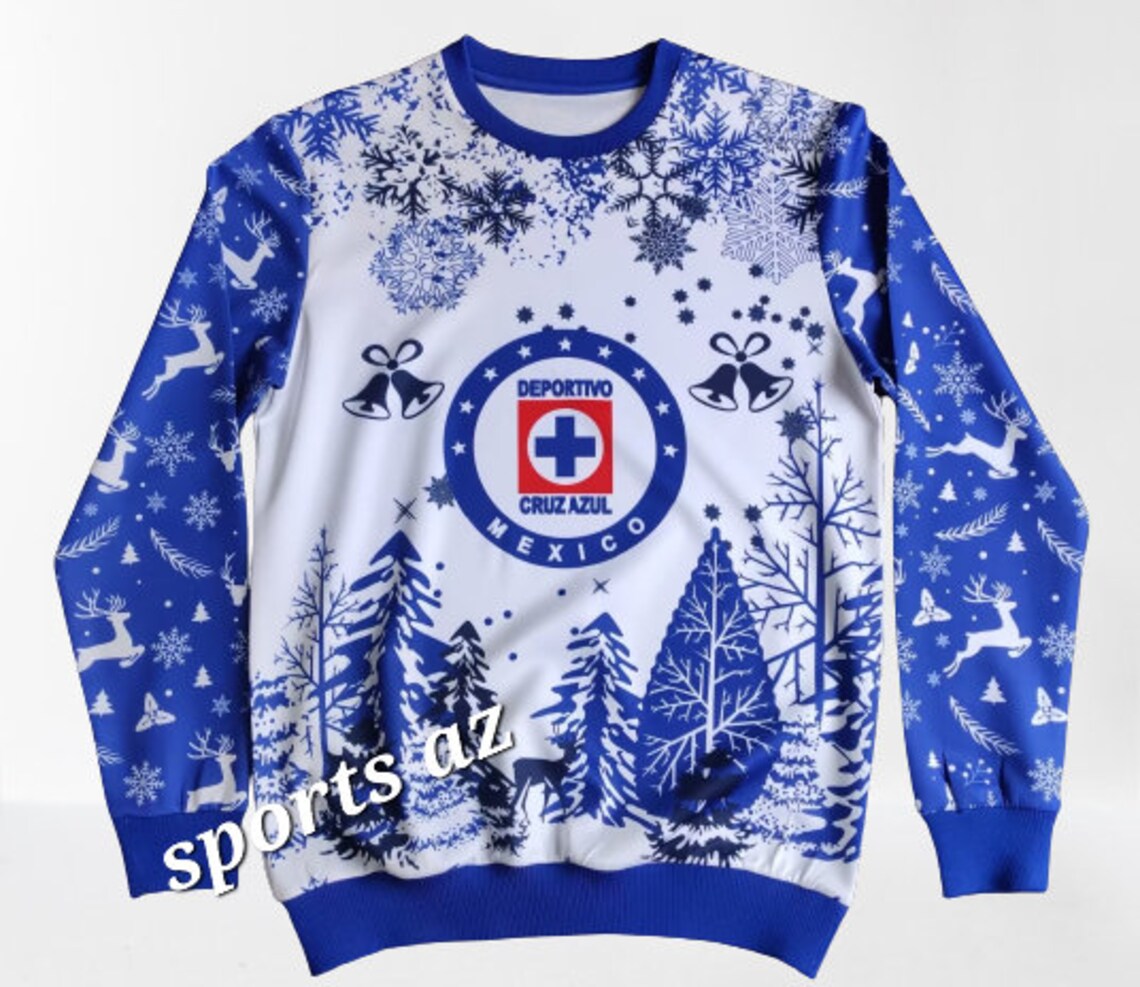 Cruz Azul Christmas Sweatshirt La Maquina Cementera, All Over Printed ...