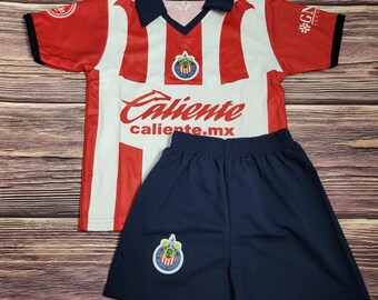 Chivas  Kids Jersey, Soccer Uniform, Soccer Outfit, Chivas de Guadalajara Jersey and Shorts