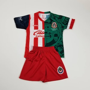 Chivas Mexico  Kids Jersey, Soccer Uniform, Soccer Outfit, versión Retro Jersey and Shorts , Chivas De Guadalajara