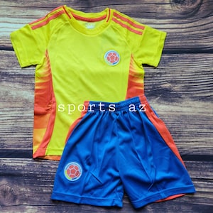 Colombia Kid&#39;s Soccer Uniform, Home Soccer Outfit, Jersey and Shorts, Futbol Uniform, Unbranded