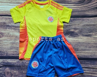 Colombia Kid's Soccer Uniform, Home Soccer Outfit, Jersey and Shorts, Futbol Uniform, Unbranded
