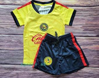 Club America Kid's Uniform,Home outfit with Retro Style, Soccer Outfit, águilas del ame Jersey and Shorts, Futbol Uniform, Unbranded