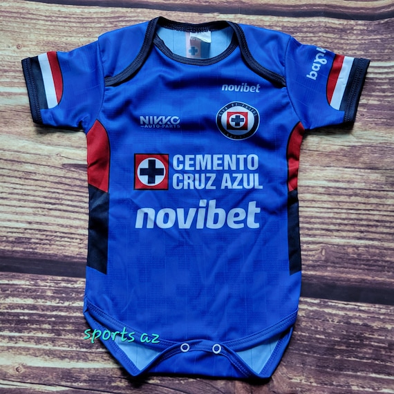 Cruz Azul Baby Soccer Jersey, Blue Pañalero Bebe Jumpsuit La