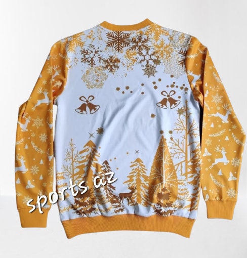 Tigres UANL Christmas Sweatshirt, All Over Printed Navideño Yellow ...