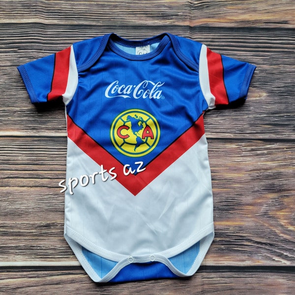 Club america  Retro, Baby Soccer Jersey, pañalero Bebe Jumpsuit aguilas del america baby,  Blue Bodysuit