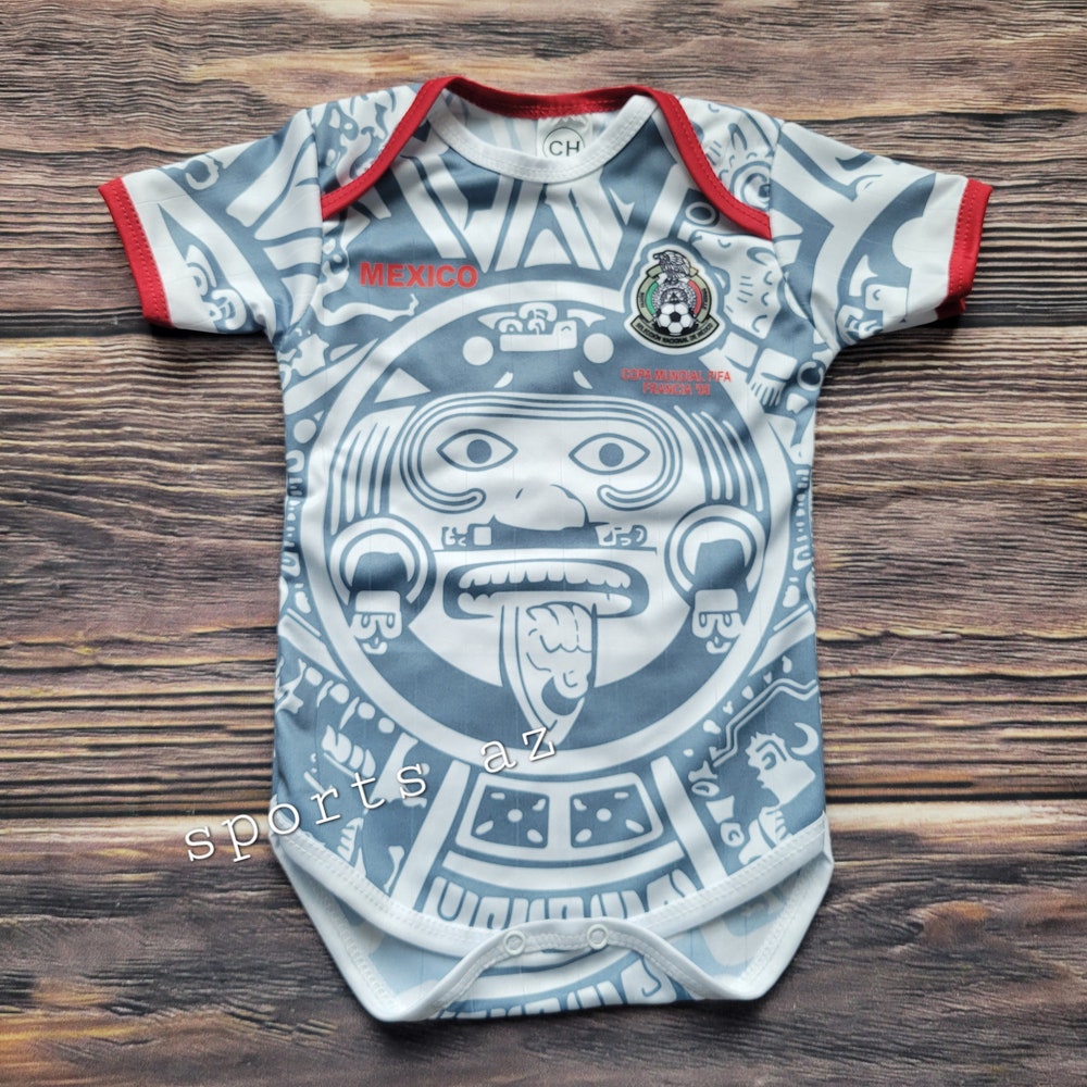 Baby Jersey Mexico Retro Baby Soccer Jersey, 1998 Retro White Pañalero, Bebe Jumpsuit National Soccer Team Bodysuit Soccer Gifts For Day Peckshirt