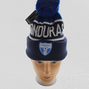 Honduras National Soccer Team, Pom Beanie,Soccer Team Selección Hondureña Navy White Pom Gorro