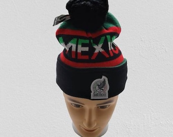 Mexico National Soccer Team Pom Beanie, Hat Soccer Team Beanie Selección Mexicana El Tri Gorro, New Logo