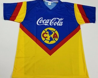 Club America Jersey Las Aguilas Blue & Yellow Retro Soccer Jersey