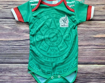Mexico Baby Soccer Jersey, Green pañalero Bebe one piece, Seleccion Mexicana Away baby Bodysuit