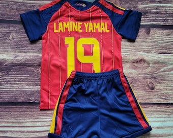 Kid's Uniform spain Yamal , Soccer Outfit, Jersey and Shorts, España red and White Uniform, Unbranded