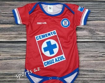 Cruz azul Retro, Baby Soccer Jersey, pañalero Bebe Jumpsuit, La Maquina Cementera, Red baby Bodysuit