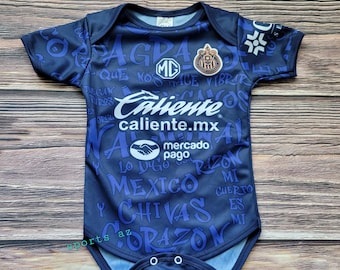 Chivas de Guadalajara, Blue Baby Soccer Jersey, pañalero Bebe Jumpsuit, Rebaño sagrado baby Bodysuit