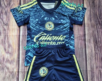 Club America Kid's Uniform, Away New outfit Águilas del ame Jersey and Shorts, Futbol Uniform, Unbranded