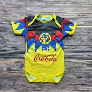 Club america  Retro, Baby Soccer Jersey, pañalero Bebe Jumpsuit, aguilas del america Multi-color baby Bodysuit
