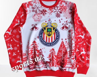 Chivas De Guadalajara Christmas Sweatshirt All Over Printed Navideno Chivas Red Color Sueter Etsy