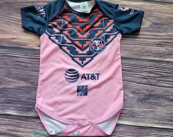 Club america  pink Baby Soccer Jersey, pañalero Jumpsuit aguilas del america bebe Bodysuit
