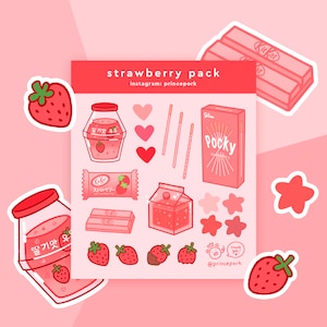 Cute Strawberry Digital Stickers | Digital Stickers | Goodnotes | Digital Planner Stickers
