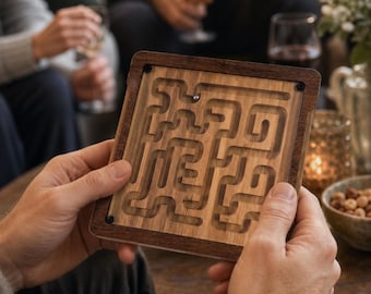 Handheld Wooden Maze Game, Custom Engraved Bamboo Labyrinth Puzzle, Desk Toy, Coffee Table Conversation Piece, Gift for Kids Adults