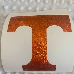 University of Tennessee Volunteers, Orange Glitter T Logo Decal image 1