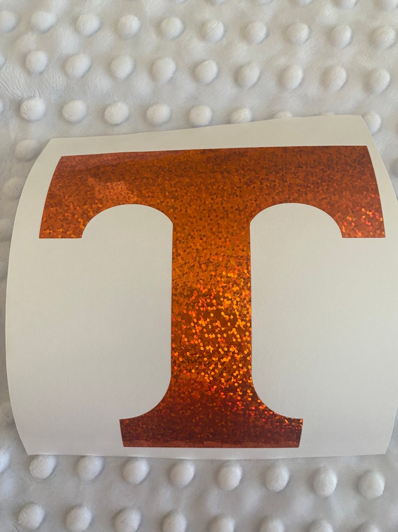 University of Tennessee Volunteers, Orange Glitter T Logo Decal image 1