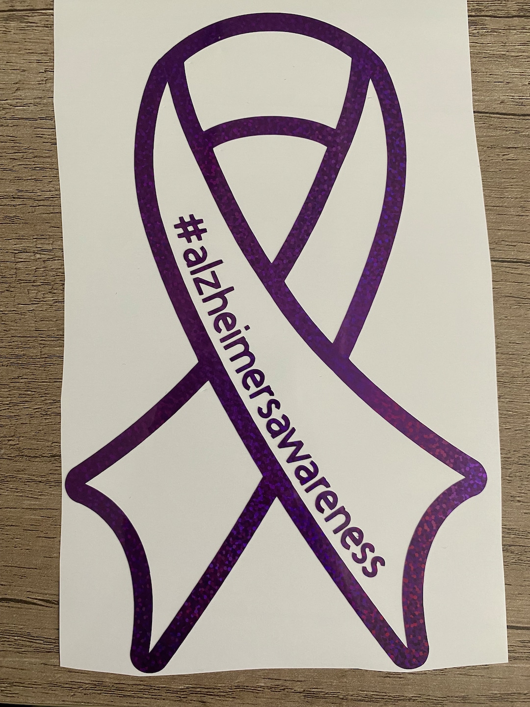 Alzheimer's Awareness Ribbon Purple Glitter Vinyl Decal ...