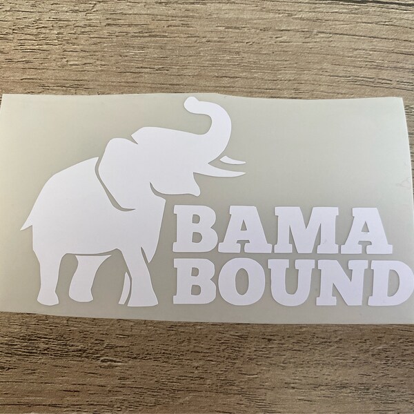 University of Alabama Crimson Tide, Matte White Elephant "Bama Bound" Logo Decal