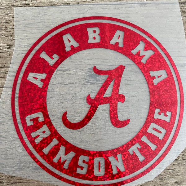 University of Alabama Crimson Tide, Red Glitter Circle Logo Decal