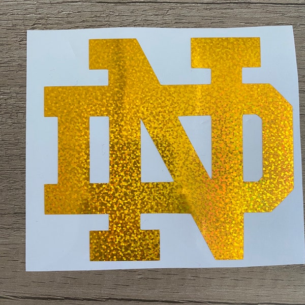 Notre Dame Fighting Irish Glitter Gold "ND" Logo Vinyl Decal