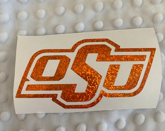 Oklahoma State University Cowboys, Orange Glitter "OSU" Logo Decal