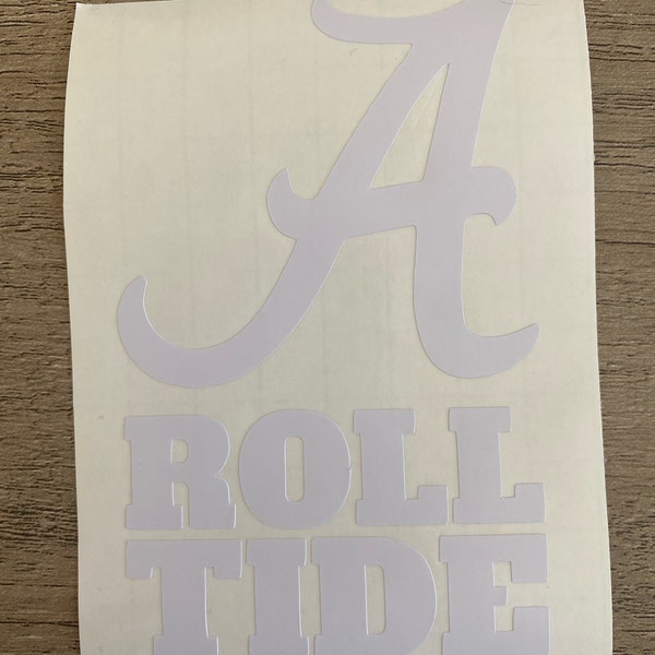 University of Alabama Crimson Tide, Matte White "A" "Roll Tide" Logo Decal