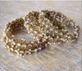 Indian/ Asian Pearl Bangles in gold. Indian beaded khangan in gold. Indian beaded bangle set, bangle set, choora, Indian bridal choora