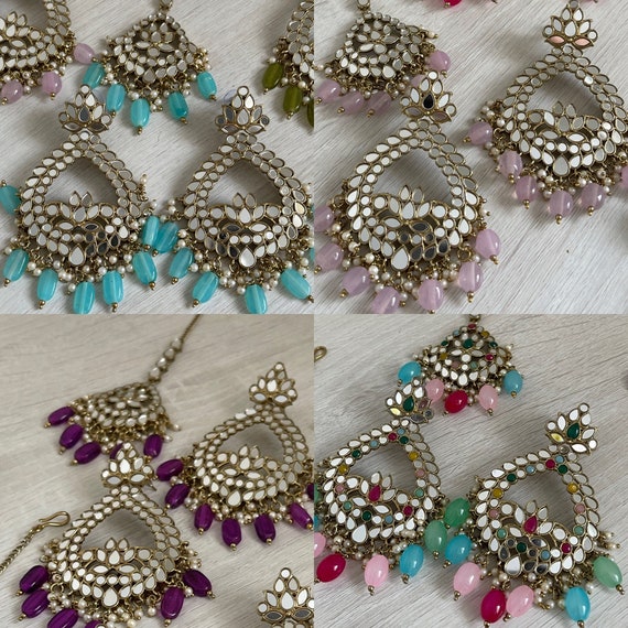 The Flair India Purple and white ombre beads earrings