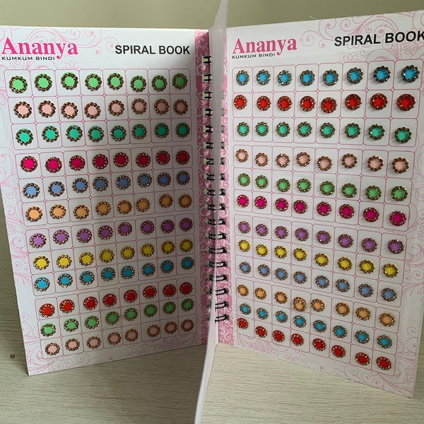 Asian/Indian multicoloured pastel Bindi Book with gemstones.  Bindi booklek with 960 bindi’s. Asian bridal bindi book/ booklet. Pastel bindi