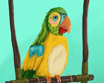 Enchanted Tiki Room Parrot Print, Michael Cardstock Art