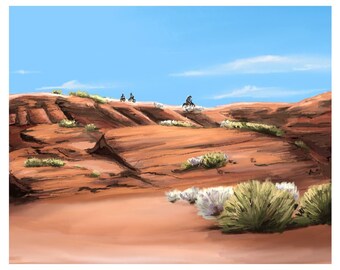 Bearclaw Poppy Trail Art Print, Southern Utah Mountain Bike Landscape