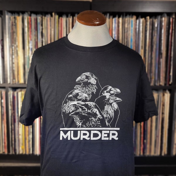 Murder (of crows) | Spooky Art | Handmade Goth shirt | Witchy Gift |  Bird Lover | Dark Humor | True Crime by Happy Nerdy/HappyNerdyShirtCo