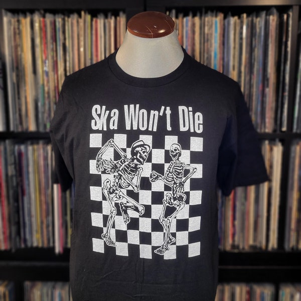 Ska Won't Die | Dancing Skeleton | Headshop | Underground Handmade Rock Tee by Happy Nerdy/HappyNerdyShirtCo