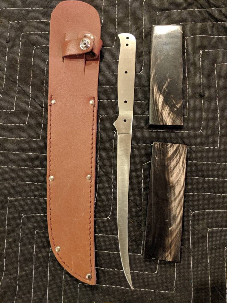 Fishing 7 in fillet knife making kit. Black Buffalo white Etsy
