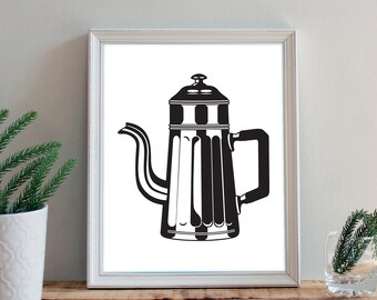 Moka Pot Art Poster,Kitchen Print,Modern Retro, Coffee Maker, Vintage Wall Hanging, Minimalist Art Print, Room Decor,Coffee Pot, Cofee Lover