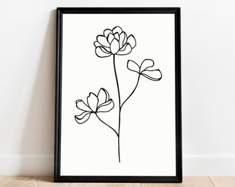 Botanical Line Art Print, Botanical Flowers Print, Scandinavian Decor, Abstract Line Illustration, Home Minimalist Art, Abstract Minimalist