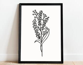 Botanical Line Art Print, Botanical Flowers Print, Scandinavian Decor, Abstract Line Illustration, Home Minimalist Art, Abstract Minimalist