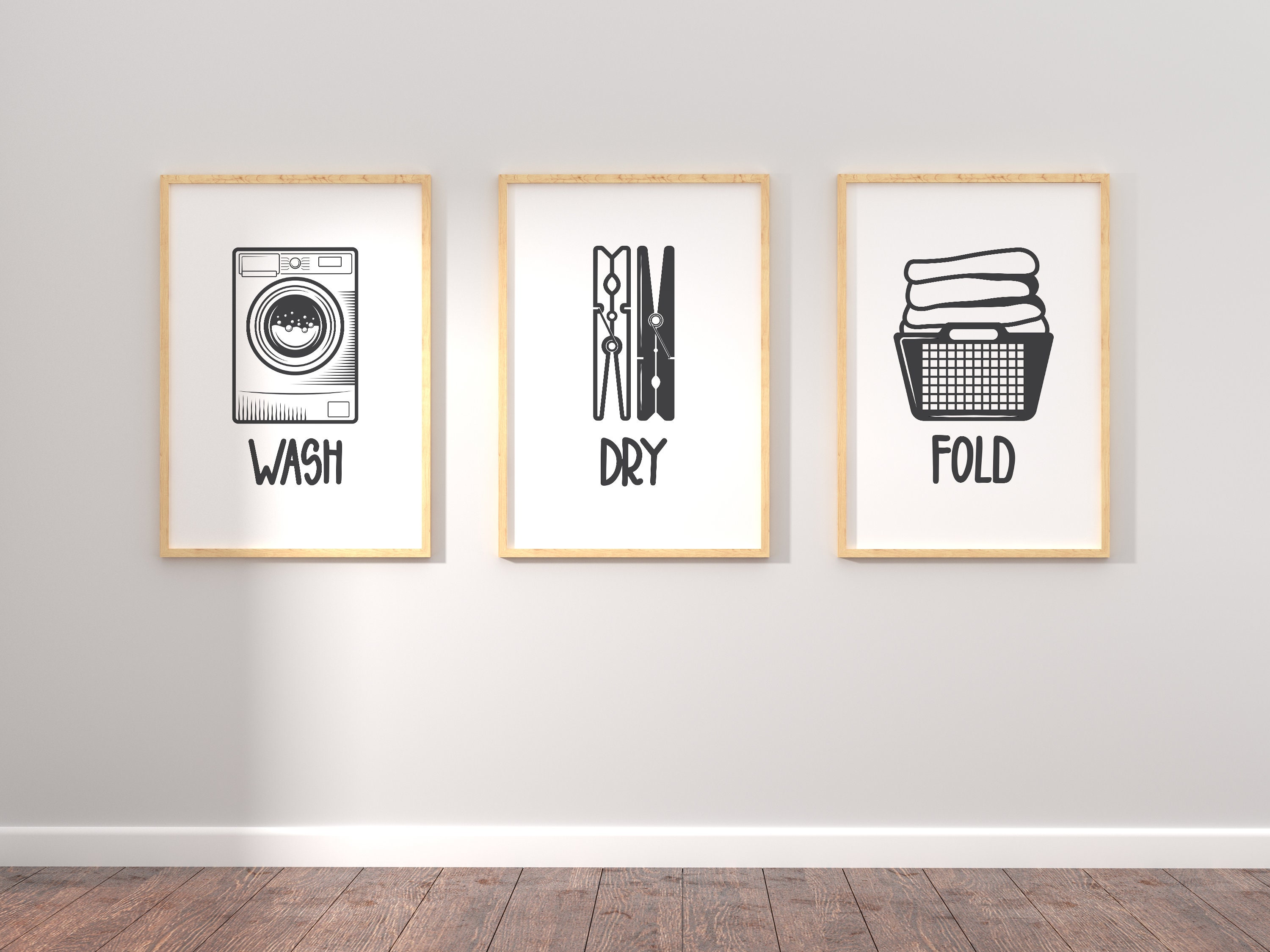 Lavado seco doble decoración de la lavandería gris arte de | Etsy